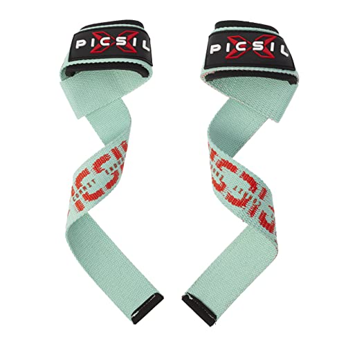 Picsil Straps Powerlifting, Correas Levantamiento de Pesas con Soporte Acolchado, Agarres Ideales para Fitness, Gimnasio, Halterofilia, Peso Muerto, para Mujeres y Hombres (Esmeralda)