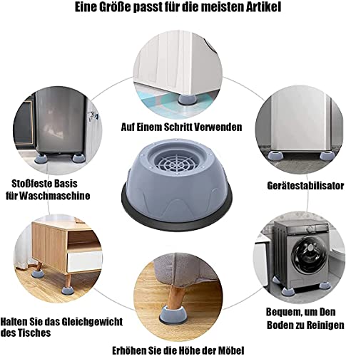 Pies de Lavadora - Almohadillas de Goma para Lavadoras 4 Piezas/Amortiguador de Vibraciones/Almohadillas Lavadora Universal/Soporte de Goma Antivibración,para Lavadoras Reducir Ruido y Vibración