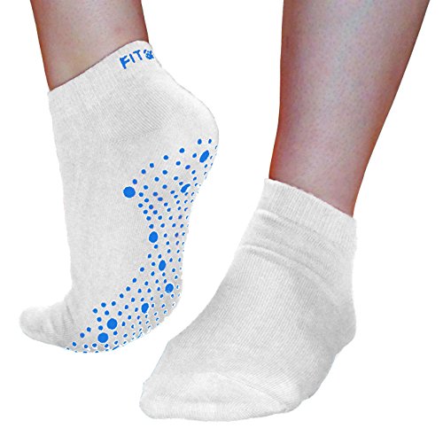 Pilates, Yoga, Barre, Ballet, Baile, Aptitud, Artes Marciales, Gimnasio, Rutina De Ejercicio, Antideslizante, Apretón, Patinar, Prevención De Caída, Hospital, Calcetines. Fit Products (Blanco / Azul)