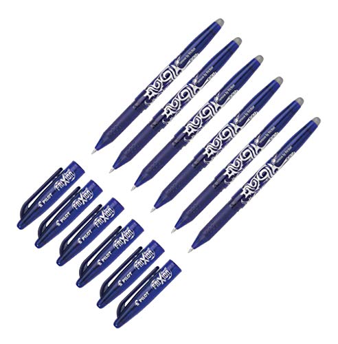 Pilot Azul Frixion Punta Redonda Borrable Bolígrafos Bolígrafo 0.7mm Punta Punta 0.35mm, Line BL-FR7, color azul, (Paquete de 6)