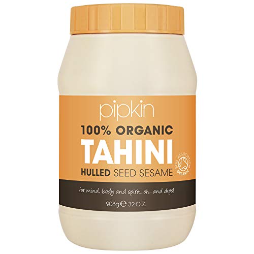 Pipkin 100% Pasta de Tahini Orgánica 908g - Semillas de Sésamo Etíopes Tostadas y Prensadas - Todo Natural, Kosher, Vegano, No GMO