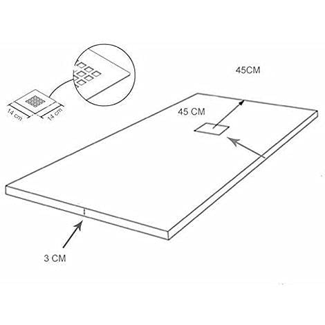 Plato de Ducha Resina Extraplano outletaseo – Antideslizante Textura Pizarra - Todas Las Medidas Disponibles -Todos los Colores - Incluye Válvula desagüe+Rejilla (100x70, Blanco RAL 9003)
