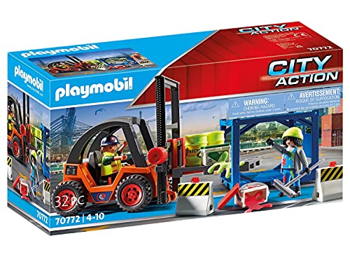 PLAYMOBIL City Action 70772 Carretilla elevadora con carga, A partir de 4 años