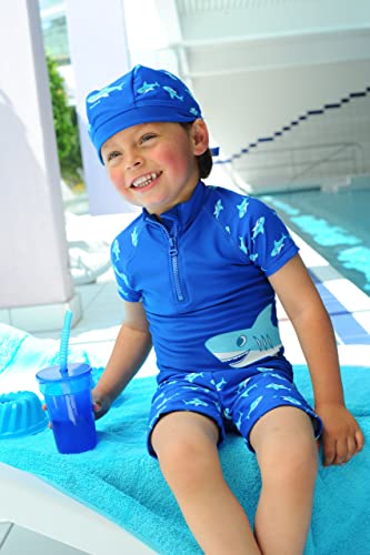 Playshoes Shark UV Protection Bath Set Traje De Baño, Azul (Original), 86-92 para Niños