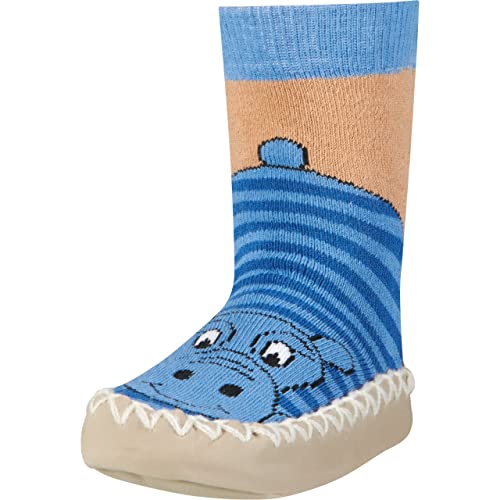 Playshoes Zapatillas con Suela Antideslizante Hippopotamus, Pantuflas Unisex niños, Azul Blau 7, 23/26 EU