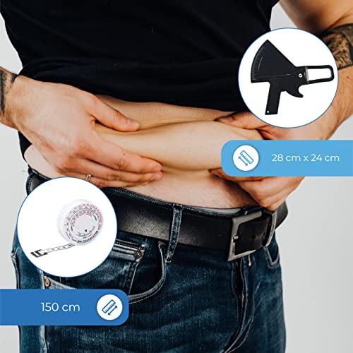 Plicómetro Profesional + Cinta Métrica Corporal Antropométrica Medidor De Grasa Corporal Para Calcular Porcentaje De Body Fat, Diámetros Óseos y Musculares