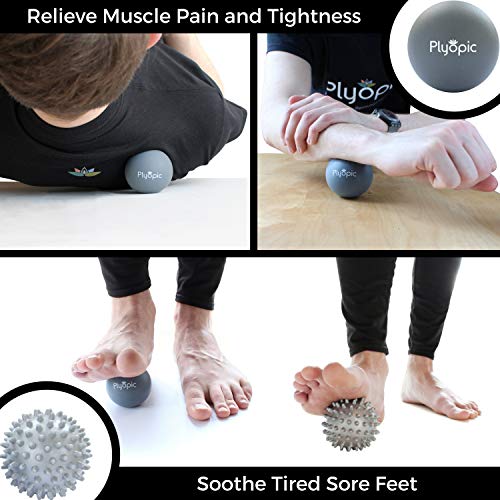 Plyopic Bolas de Masaje – (Set de 3 Massage Balls) – para Automasaje, Liberación Miofascial, Trigger Point, Crossfit y Fascitis Plantar. Elimina Dolores Musculares: Espalda Cuello Piernas Pies etc.