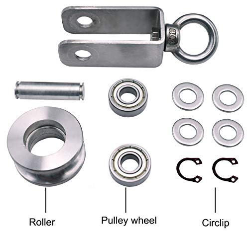 Polea de inversión con 2 rodamientos de bolas, para fitness, acero inoxidable 304, polea para cuerda de acero, capacidad de carga de 250 kg