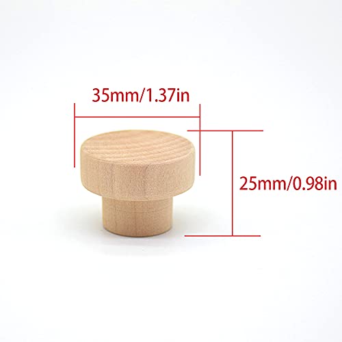 Pomos Redondos de Madera 20pcs Pomos de Madera para Cajones Setas Redonda Cajón Perillas Madera armario puertas tiradores con Tornillos para Armario cajón Zapatero Armario Puerta Paquete