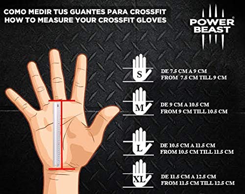 POWER BEAST Calleras para Crossfit | Grips Pro, Guantes Sin Dedos, 4 H, Cuatro Agujeros | Pesas, Gimnasio, Fitness, Calistenia, Musculación, Halterofilia, Dominadas | Protector de Manos. Unisex. (L)