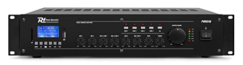 POWER DYNAMICS PRM240 Mezclador Amplificador 100V / 8 Ohmios 6 Canales 4-Zonas 240W, Bluetooth, MP3 USB, EQ, Formato Rack (100v / 240W)