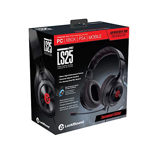 PowerA, Auriculares con cable para videojuegos con sonido envolvente LucidSound LS25BK, Compatibles con PS4, PC, Mac, iOS, dispositivos móviles, Xbox Series X