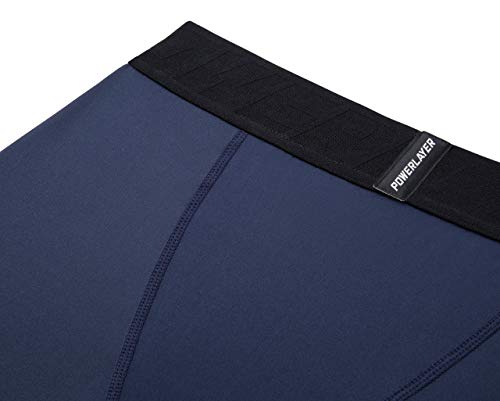 PowerLayer Hombre y Niño Mallas de Compresion Termicas para Running - Pantalon Deporte - Navy Eclipse (Azul), XL Niños (12-14 Años)