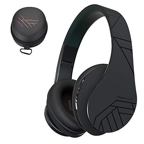 PowerLocus P2 - Auriculares Bluetooth inalambricos de Diadema Cascos Plegables, Casco Bluetooth con Sonido Estéreo Micro SD/TF, FM con micrófono y Audio Cable para Movil, PC, Tablet - Negro