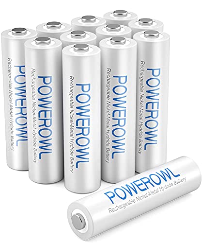 POWEROWL Pilas Recargables AAA Alta Capacidad, 12 Piezas (Baja Autodescarga, Precarga) Ni-MH Recargable AAA Pilas 1000mAh, Recargable Aproximadamente 1200 Veces