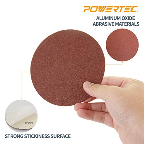 Powertec 45506 Disco de lija de óxido de aluminio de grano de 5 pulgadas, paquete de 20