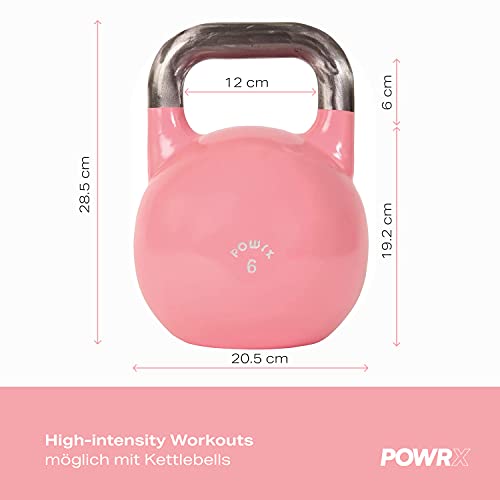 POWRX Kettlebell Pesa Rusa Competición 4-28 kg + PDF Workout (6 kg)