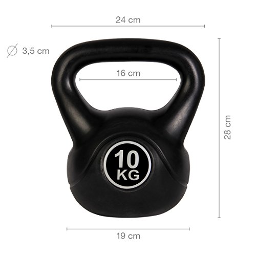 POWRX Pesa Rusa de hormigón 4-12 kg - Kettlebell con Revestimiento de Vinilo y Agarre Antideslizante + PDF Workout (8 kg/Negro)