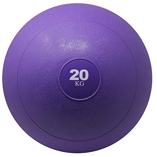 POWRX Slam Ball Balón Medicinal 20 kg - Ideal para Ejercicios de »Functional Fitness«, fortalecimiento y tonificación Muscular - Contenido de Arena y Efecto Anti-Rebote + PDF Workout (Viola)