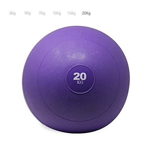 POWRX Slam Ball Balón Medicinal 20 kg - Ideal para Ejercicios de »Functional Fitness«, fortalecimiento y tonificación Muscular - Contenido de Arena y Efecto Anti-Rebote + PDF Workout (Viola)