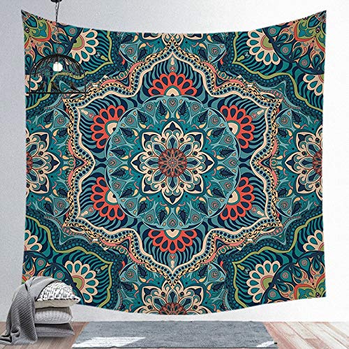 PPOU Fuwa Tacchi Mandala Grande Tapiz Indio Colgante de Pared Estera de Playa Bohemia Manta Fina de poliéster Manta de mantón de Yoga Manta A8 180x200cm