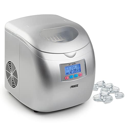 Princess 283069 - Máquina de Cubitos de Hielo en 3 Tamaños, Capacidad de 2,8 litros, Plata