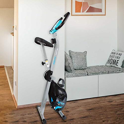 PRIXTON Bike Fit BF100 - Bicicleta Estatica Plegable con 8 Niveles de Resistencia, Ajuste de Asiento, Soporte para Tablet/móvil Integrado, Pantalla LED con Velocidad, Tiempo, Distancia, calorías