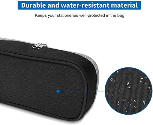 ProCase Estuche Escolar Gran Capacidad, Bolsa de Lápiz Portable Lapicero para Material de Papelería Maquillaje con Cremallera Doble para Estudiantes en Escuela y Empleados en Oficina –Negro