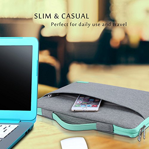 ProCase Funda Portátil 13"-13.5" para MacBook Pro 15" 2018 2017 2016/Surface Book/Surface Laptop/MacBook Air 13.3" 2017 2016 2015, Bolsa Maletín con Asa para Laptop 13.3 13.5 Pulgadas -Gris Claro