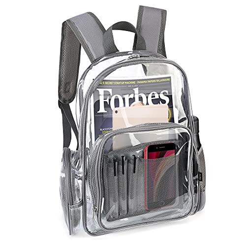 Procase Mochila Transparente Plástica Grande, Mochila Escolar PVC Resistente al Agua para el Día a Día IR a Trabajar Escuela Estadio Supermercado Gimnasio Piscina Playa -Gris