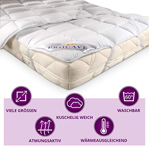 PROCAVE Micro Confort Protector colchón en Varios tamaños, Made in Germany, Funda colchón de Microfibra y poliéster, Soft Touch, Válido para Camas de Agua y Box Spring, 90x200 cm