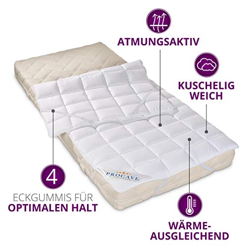 PROCAVE Micro Confort Protector colchón en Varios tamaños, Made in Germany, Funda colchón de Microfibra y poliéster, Soft Touch, Válido para Camas de Agua y Box Spring, 90x200 cm