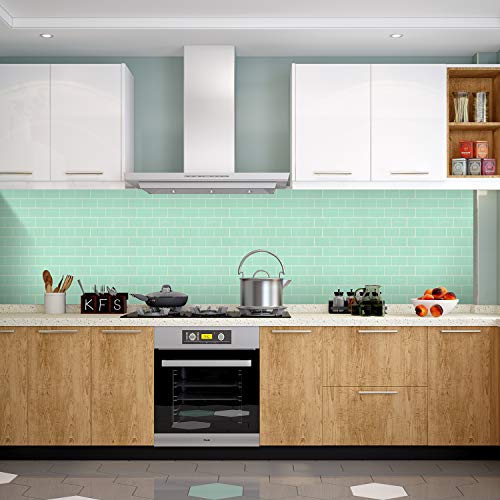 profesticker Vinilo Azulejo Adhesivo Cenefa Adhesiva 3D Auto-Adhesivo Pegatina Pared Baldosa Revestimiento Border Decorativo Impermeable Cocina Baño (Menta Verde, 9)