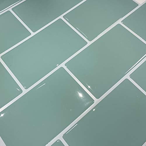 profesticker Vinilo Azulejo Adhesivo Cenefa Adhesiva 3D Auto-Adhesivo Pegatina Pared Baldosa Revestimiento Border Decorativo Impermeable Cocina Baño (Menta Verde, 9)