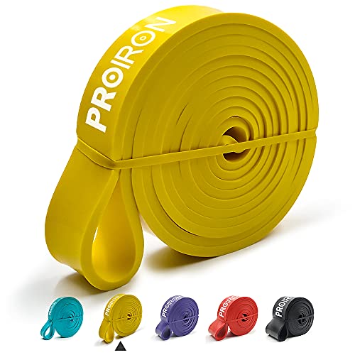 PROIRON Banda Elástica de Resistencia- Goma Dominadas de Caucho Natural para Estiramiento, Levantamiento de Potencia, Fisioterapia, Yoga, Pilates (Amarillo 18-31kg)