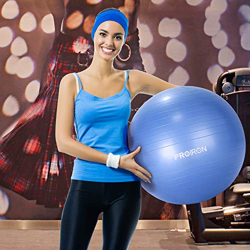 PROIRON Pelota de Pilates Embarazadas 55cm- Fitball Anti-Burst Pelota de Ejercicio,Yoga, Fitness, Embarazo incluidos Bomba (Azul)