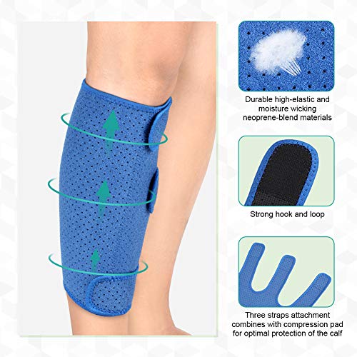 Protección ajustable de neopreno para gemelo, Férula ajustable para la pantorrilla, para aliviar el dolor muscular, lesiones, hinchazón, se adapta a hombres y mujeres