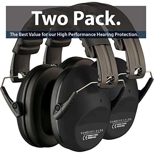 Proteccion Auditiva Cascos Ruido Protectores Auditivos - Orejeras Antiruido (Negro - 2 Pack)