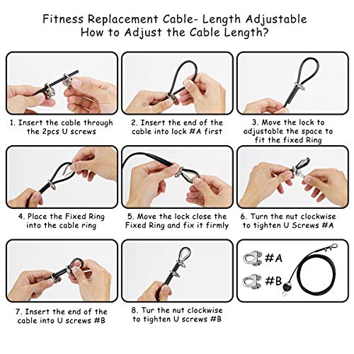 PROVO Cable de Acero para Fitness, Cuerda Gimnasio Alambre Resistente Poleas para Cables Máquina Accesorios Gym en Casa Equipo de Levantamiento de Pesas