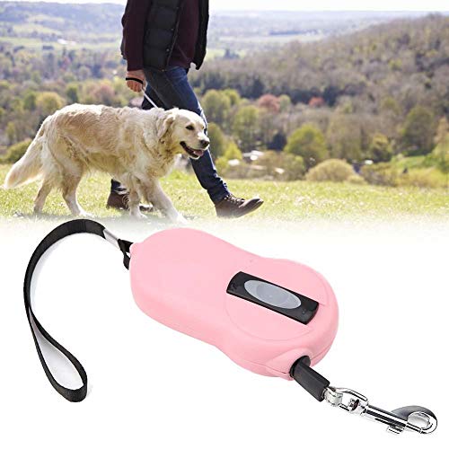 Pssopp Correa retráctil para Perros - Resistente para Mascotas Correa para enredos Freed Dog Walking Leash Cinta Reflectante de Nailon Fuerte con Mango Antideslizante Perros pequeños(Rosa)