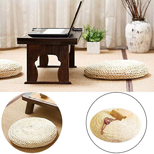 Puf de paja natural Tatami Futón de punto redondo cojín de asiento Tatami Cojín de piso de silla de meditación suave Esterillas de yoga para balcón, sala de estar, jardín (40 cm)