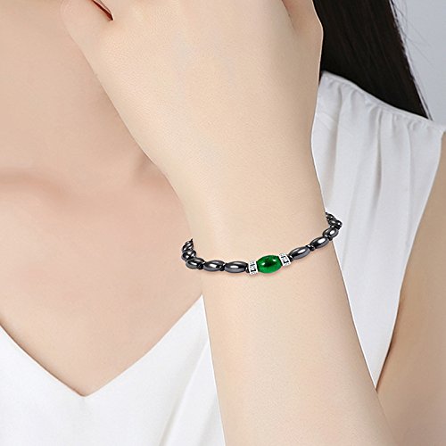 Pulsera magnética para adelgazar, Pulseras magnéticas, Pulsera magnética de piedra negra y verde, regalo de pulsera de salud para mujeres y hombres