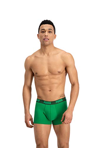 Puma Basic Trunk 2P, Boxer hombre (Pack de 2), Multicolor (Amazon Green/Grey), S