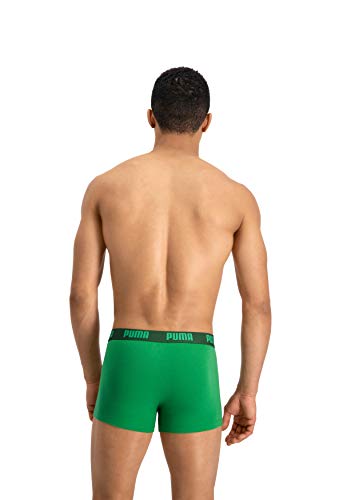 Puma Basic Trunk 2P, Boxer hombre (Pack de 2), Multicolor (Amazon Green/Grey), S