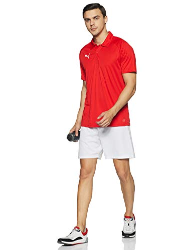 PUMA Liga Sideline Polo T-Shirt, Hombre, L, Rojo (Red/White)