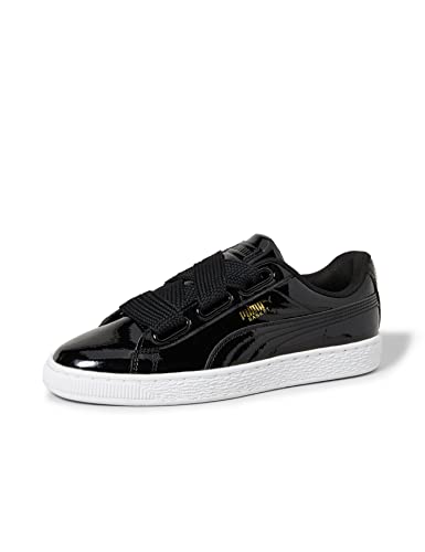 PUMA Mujer Negro Basket Heart DE Zapatillas-UK 5