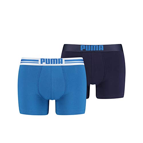 Puma Placed Logo - Pack de 2 bóxers para hombre, color azul, talla XL