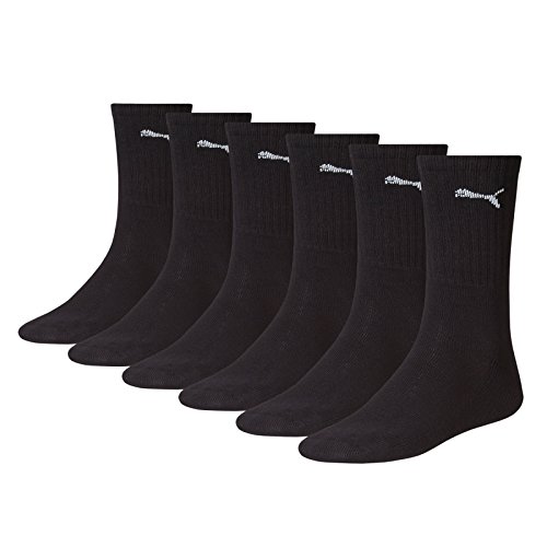 Puma Sport Cush Crew 6P, Calcetines Unisex, Paquete de 6, Negro (Black), EU 35-38