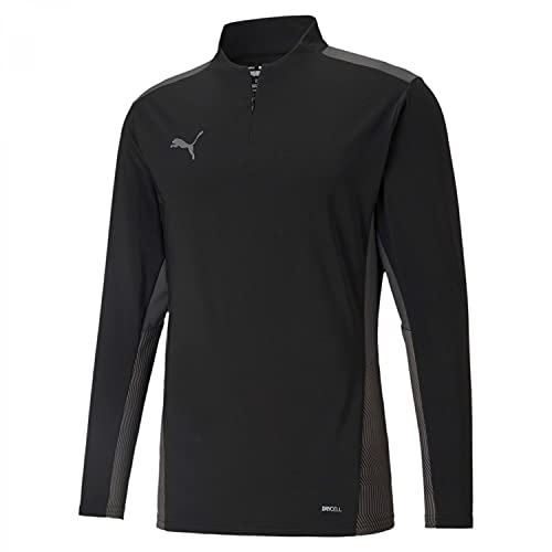 PUMA teamCUP 14 Zip Top Camiseta para Hombre, Color Negro/Smoked Pearl/Asphalt, Talla L