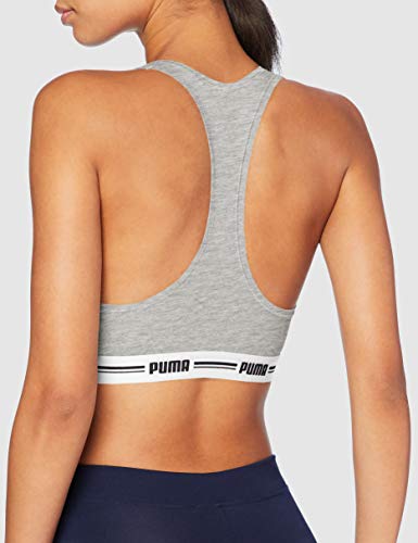 PUMA Women Racer Back Top 1P Hang Sujetador Deportivo, Grey Melange, M para Mujer